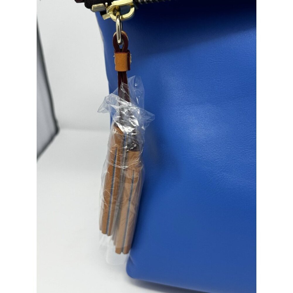 Dooney Bourke Hobo Shoulder Bag Ice Blue Smooth Leather McKenzie Tassels - Picture 4 of 16